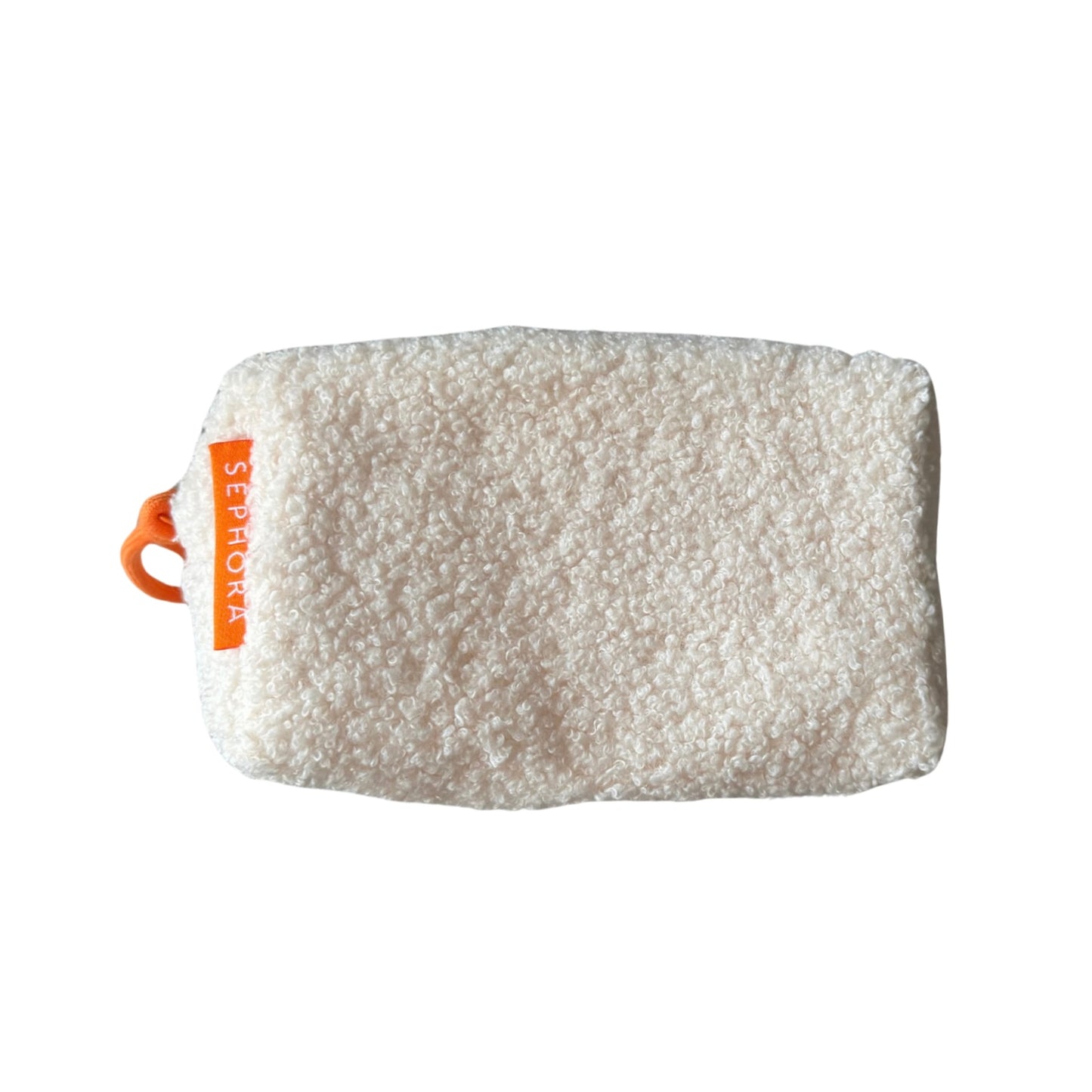 Sephora Sherpa White/Orange Pouch