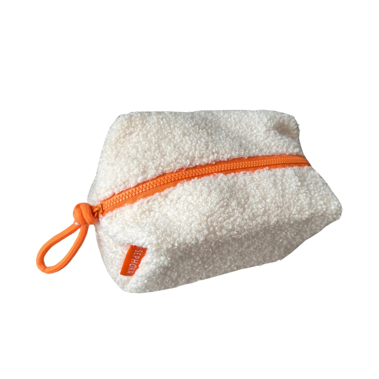 Sephora Sherpa White/Orange Pouch