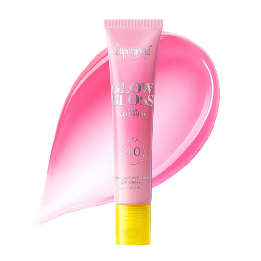 Supergoop Glow Gloss SPF 40 Lip Balm with Peptides and Shea Butter (Pink Peppermint)