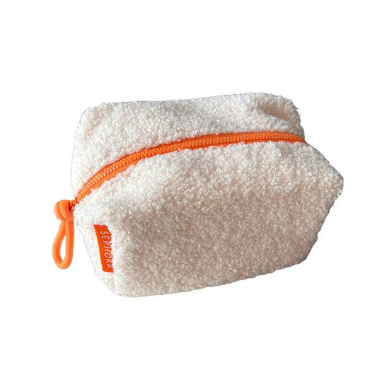 Sephora Sherpa White/Orange Pouch