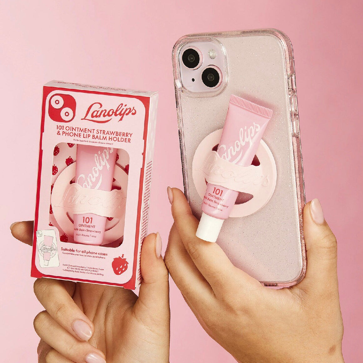 Lanolips 101 Ointment Strawberry & Phone Lip Balm Holder
